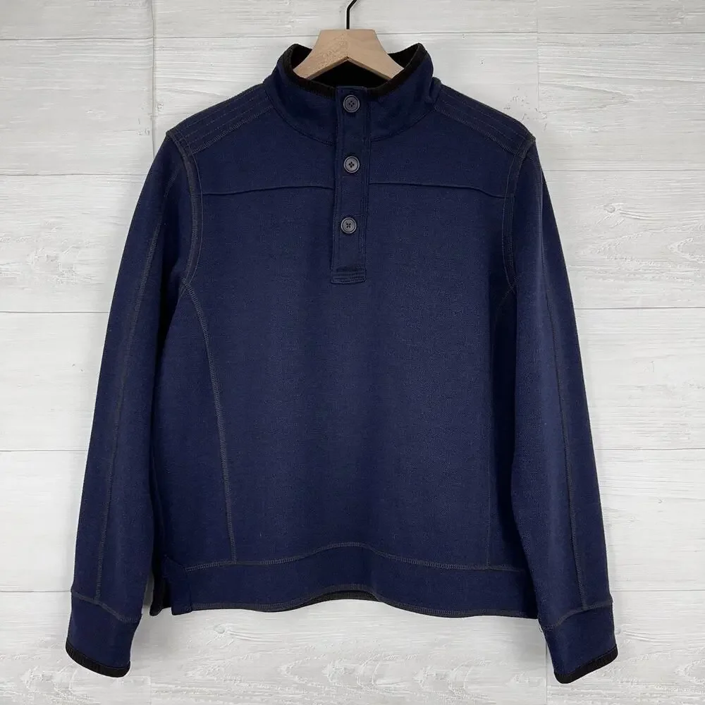 Carbon2Cobalt‎ Pullover Henley Sweatshirt Men Size Medium Navy Casual Preppy